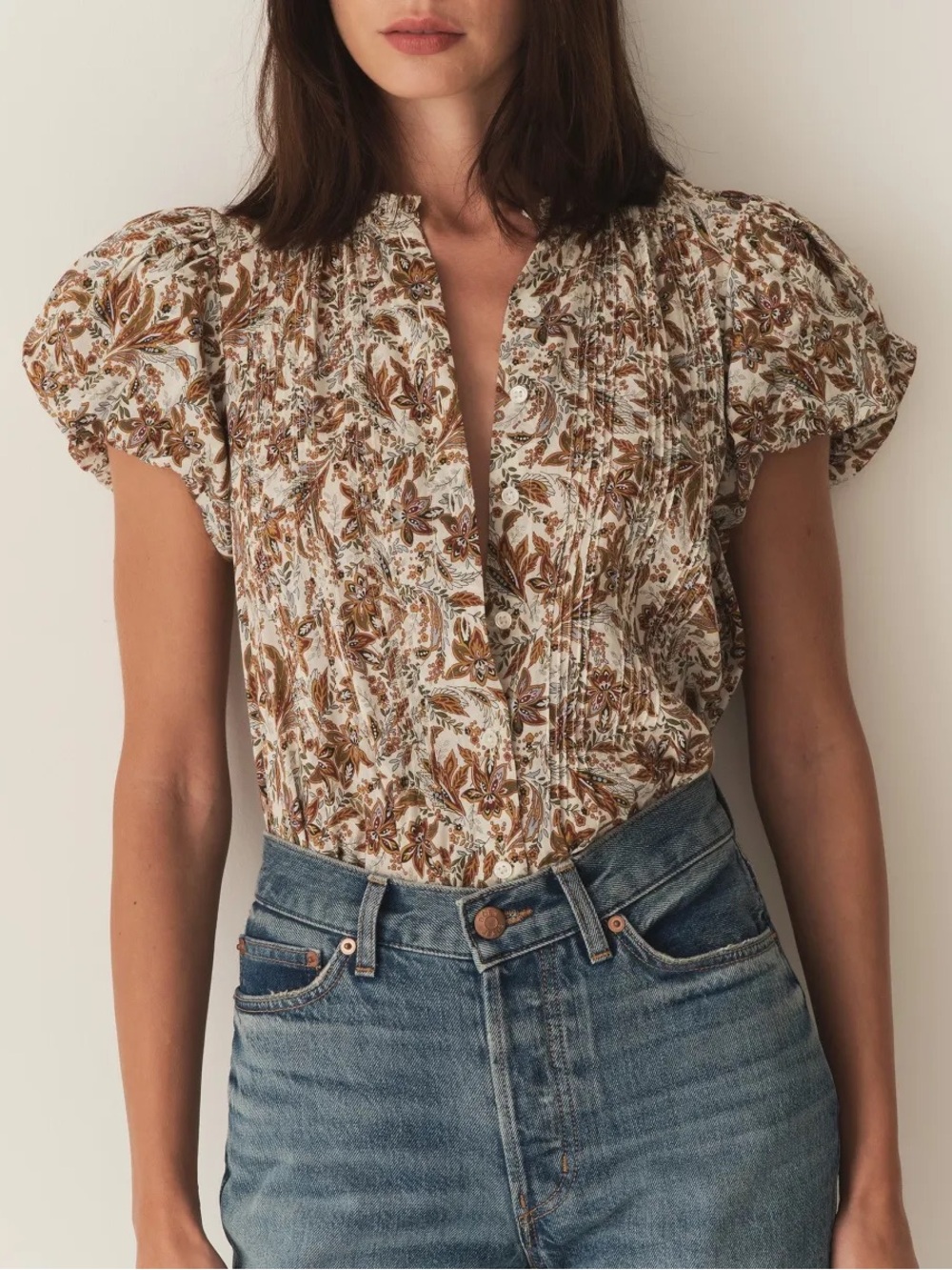 Doen MILLIE top Floral Puff Sleeve Blouse XS